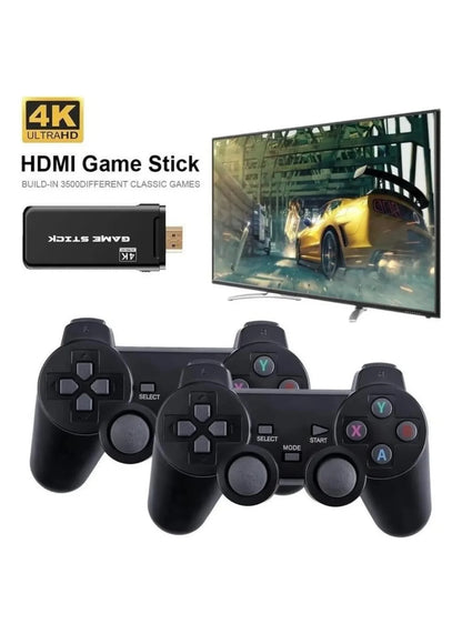 Game Stick 4k hd console de videogame + 10000 jogos - controle sem fio