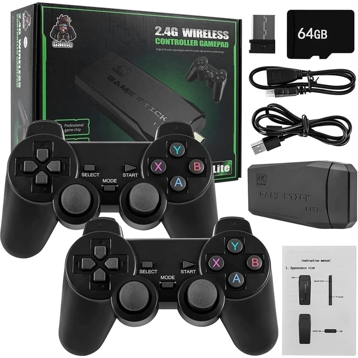 Game Stick 4k hd console de videogame + 10000 jogos - controle sem fio