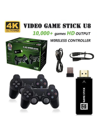 Game Stick 4k hd console de videogame + 10000 jogos - controle sem fio