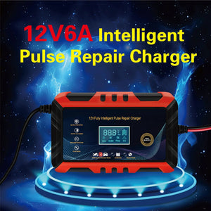 Charger with LCD display for car battery, motorcycle