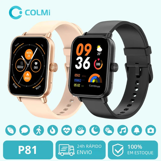 Smartwatch Relógio inteligente - Colmi P81 - Chamada de voz, monitor de saúde, bluetooth